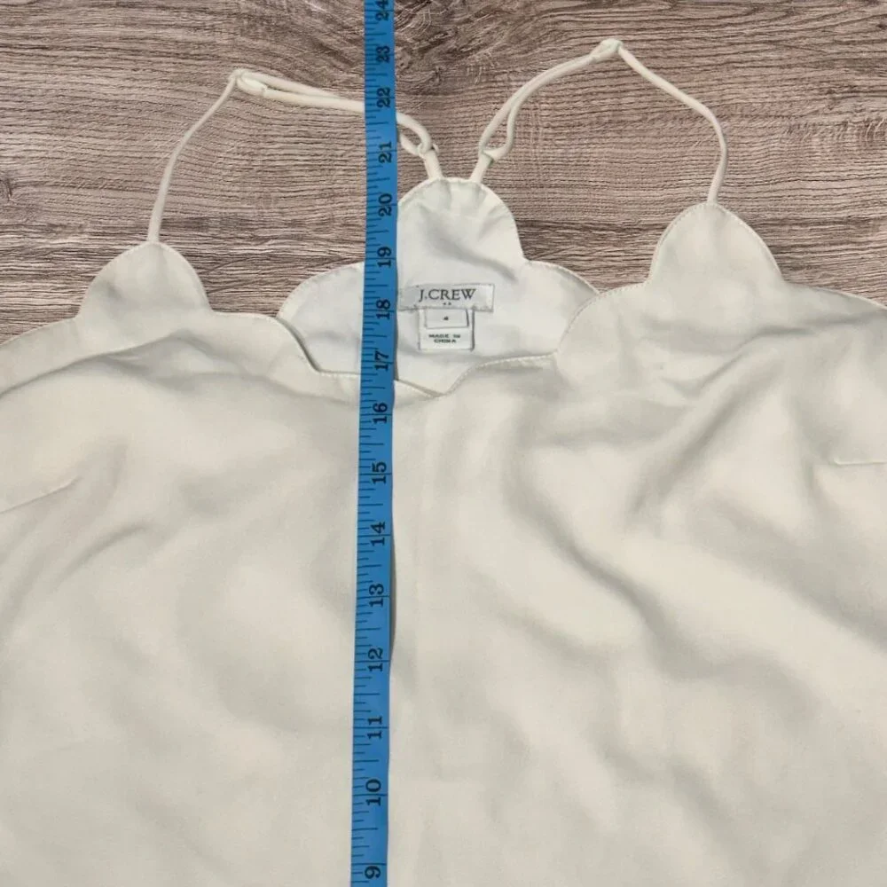 J CREW Scalloped Cami Tank Top Ivory Cream Racerback Spaghetti Blouse size 4 - Picture 8 of 10